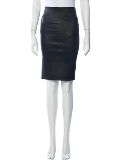 Pre-owned Theory Lamb Leather Knee-length Skirt In Gray