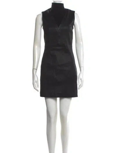 Pre-owned Theory Lamb Leather Mini Dress In Black