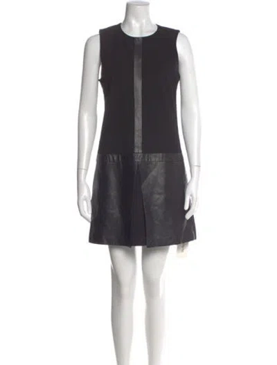 Pre-owned Theory Lamb Leather Mini Dress In Black