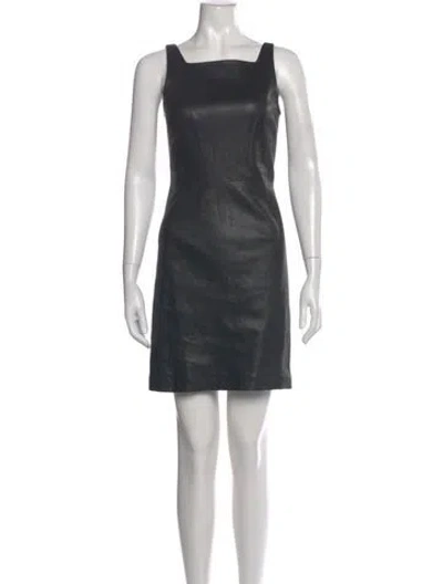Pre-owned Theory Lamb Leather Mini Dress In Black
