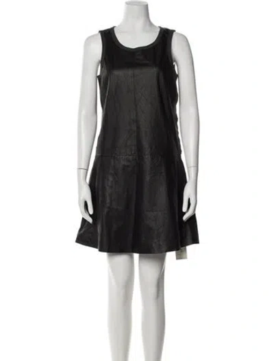 Pre-owned Theory Lamb Leather Mini Dress In Black