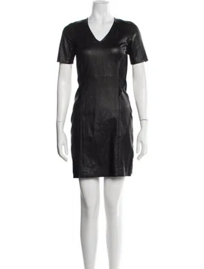 Pre-owned Theory Lamb Leather Mini Dress In Black