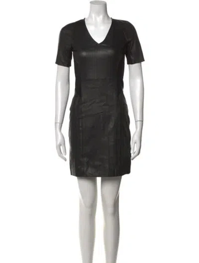 Pre-owned Theory Lamb Leather Mini Dress In Black