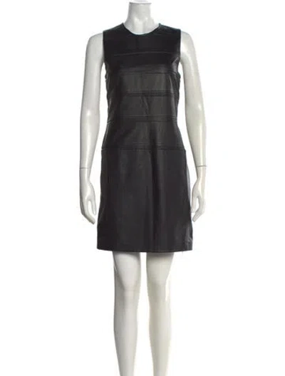 Pre-owned Theory Lamb Leather Mini Dress In Black