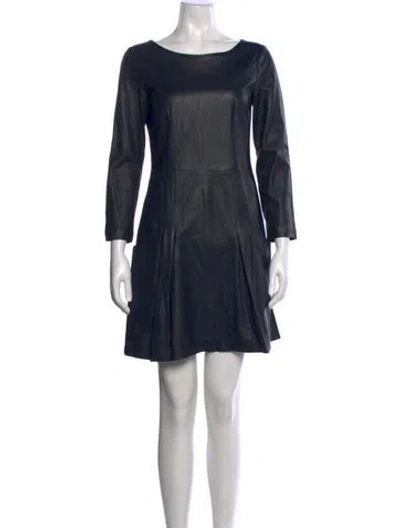 Pre-owned Theory Lamb Leather Mini Dress In Blue