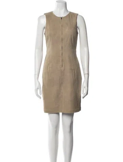 Pre-owned Theory Lamb Leather Mini Dress In Brown