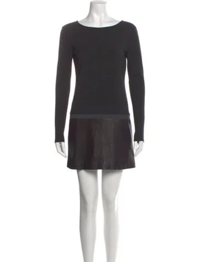 Pre-owned Theory Lamb Leather Mini Dress In Gray