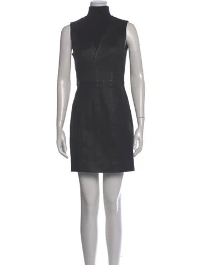 Pre-owned Theory Lamb Leather Mini Dress In Gray