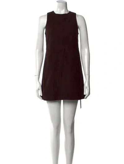 Pre-owned Theory Lamb Leather Mini Dress W/ Tags In Brown