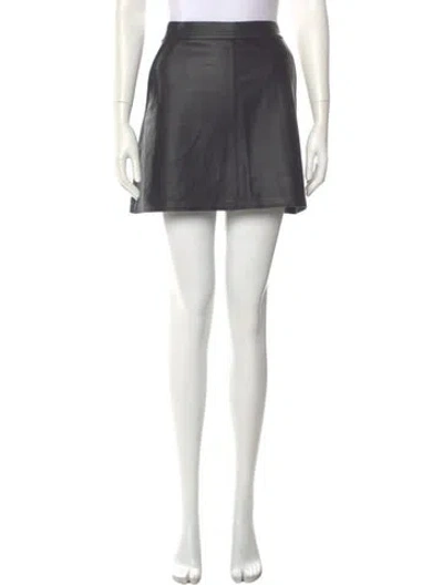 Pre-owned Theory Lamb Leather Mini Skirt In Black