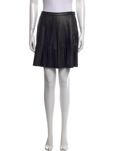 Pre-owned Theory Lamb Leather Mini Skirt In Black