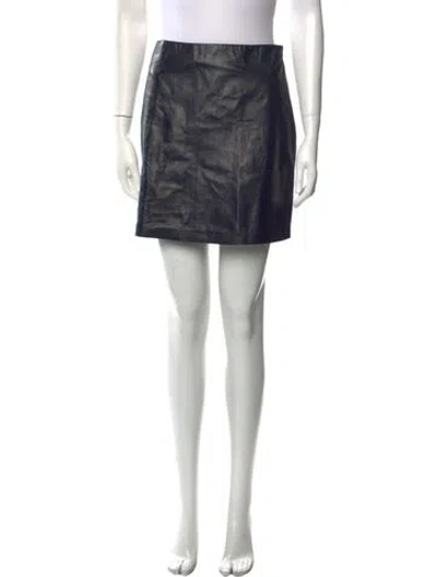 Pre-owned Theory Lamb Leather Mini Skirt In Blue