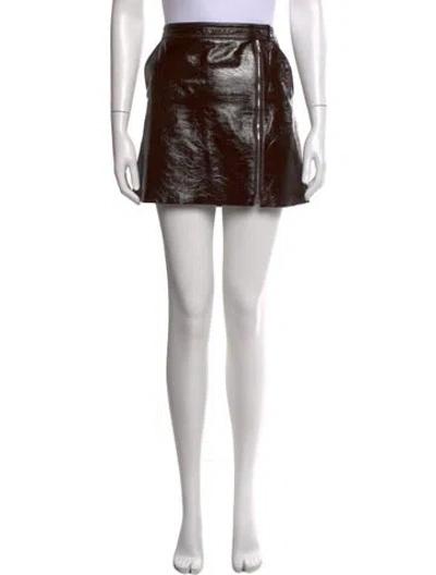 Pre-owned Theory Lamb Leather Mini Skirt In Brown