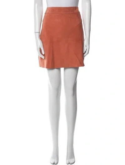 Pre-owned Theory Lamb Leather Mini Skirt In Pink