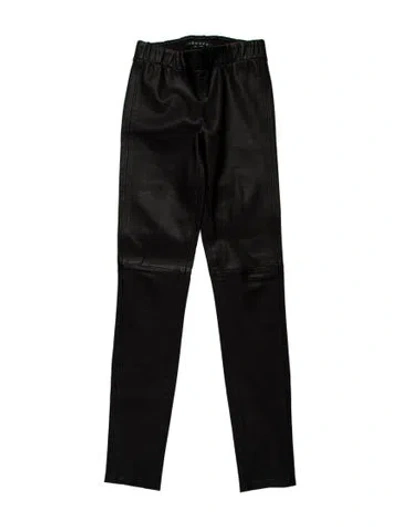 Pre-owned Theory Lamb Leather Skinny Leg Pants In Black