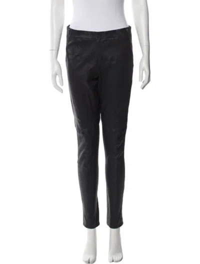 Pre-owned Theory Lamb Leather Skinny Leg Pants In Black
