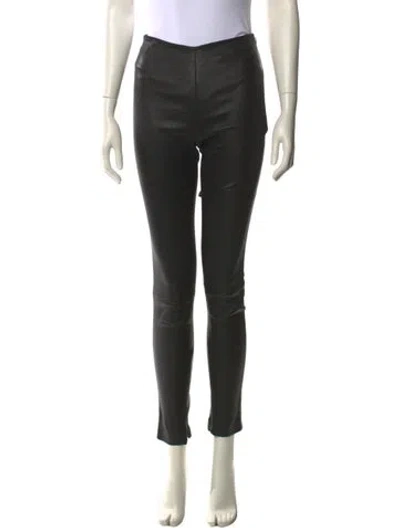 Pre-owned Theory Lamb Leather Skinny Leg Pants In Black
