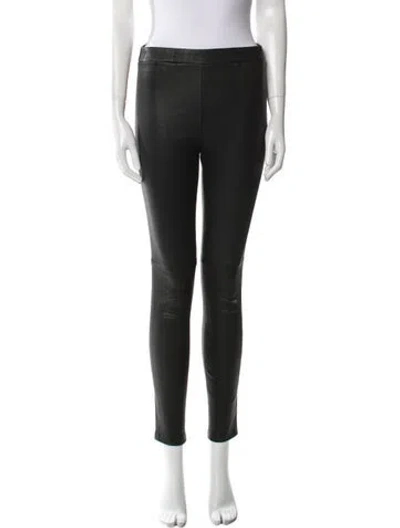 Pre-owned Theory Lamb Leather Skinny Leg Pants In Blue