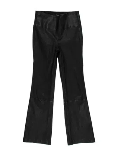 Pre-owned Theory Lamb Leather Straight Leg Pants In Black