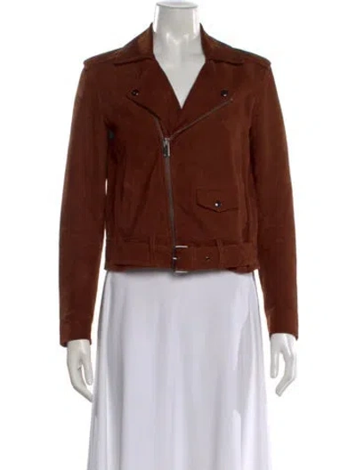 Pre-owned Theory Lamb Leather Sweater In Brown