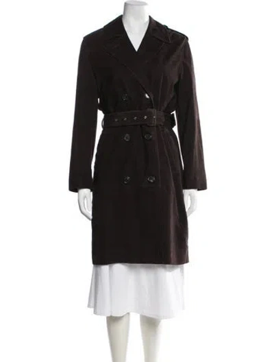 Pre-owned Theory Lamb Leather Trench Coat In Brown