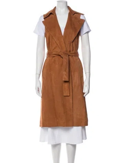 Pre-owned Theory Lamb Leather Trench Coat W/ Tags In Brown