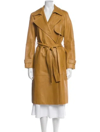Pre-owned Theory Lamb Leather Trench Coat In Yellow