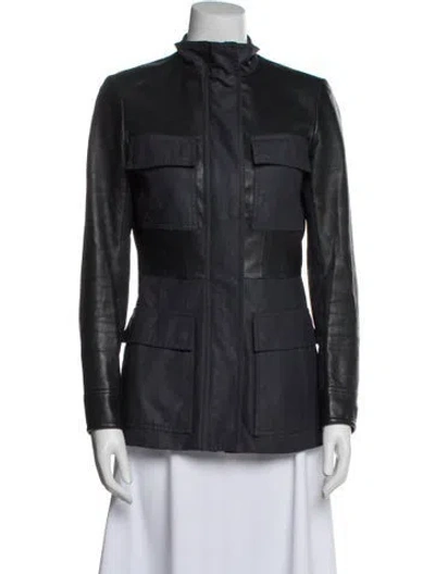 Pre-owned Theory Lamb Leather Utility Jacket In Multi
