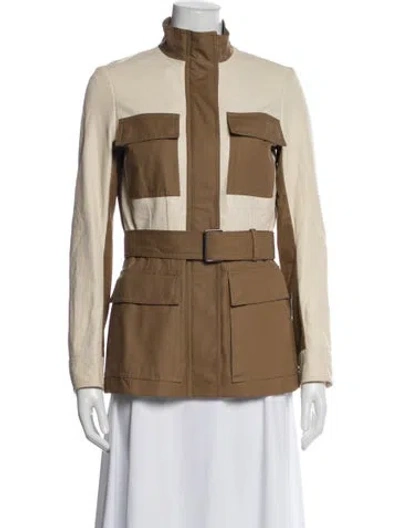 Pre-owned Theory Lamb Leather Utility Jacket In Neutral