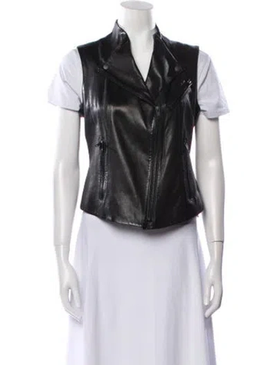 Pre-owned Theory Lamb Leather Vest In Black