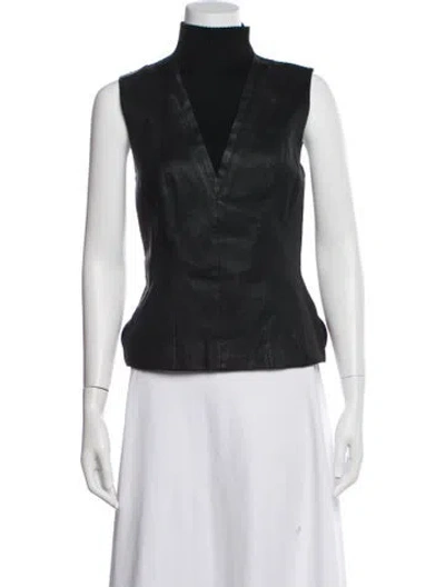 Pre-owned Theory Lamb Leather Vest In Black