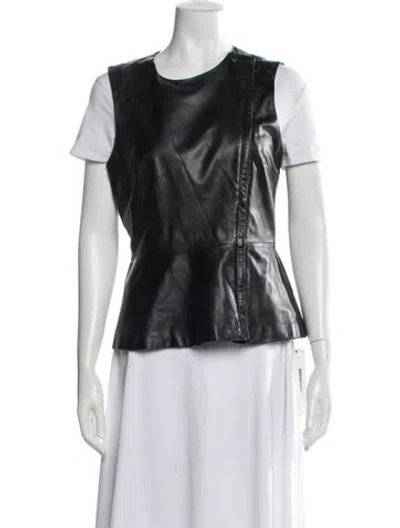 Pre-owned Theory Lamb Leather Vest In Black