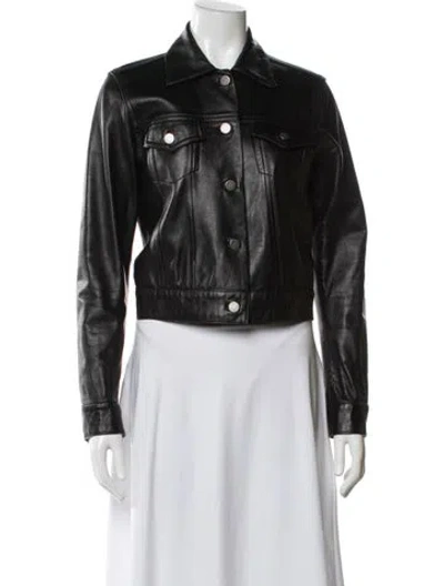 Pre-owned Theory Lambskin Biker Jacket In Black