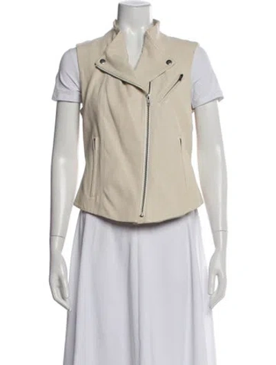 Pre-owned Theory Lambskin Biker Jacket In Neutrals