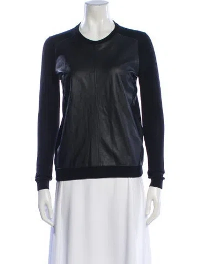 Pre-owned Theory Lambskin Crew Neck Sweater In Black