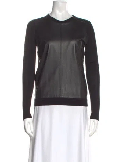 Pre-owned Theory Lambskin Crew Neck Sweater In Black