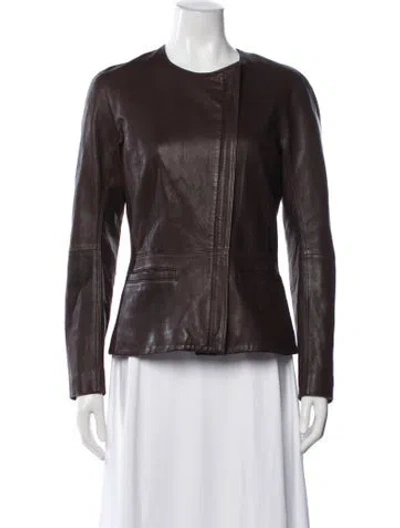 Pre-owned Theory Lambskin Jacket In Brown
