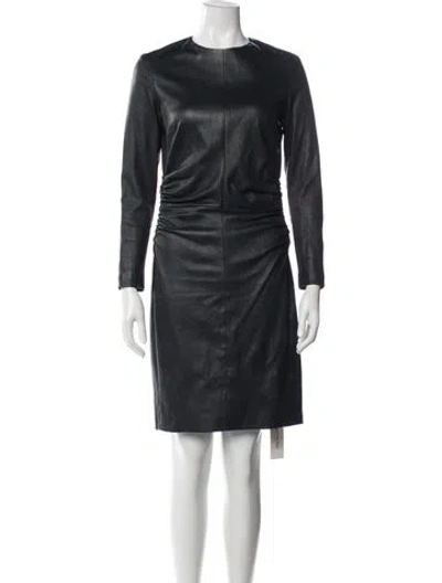 Pre-owned Theory Lambskin Knee-length Dress In Blue