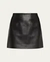 Theory Lambskin Leather Mini Skirt In Black