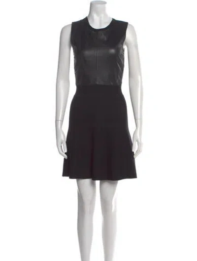 Pre-owned Theory Lambskin Mini Dress In Black