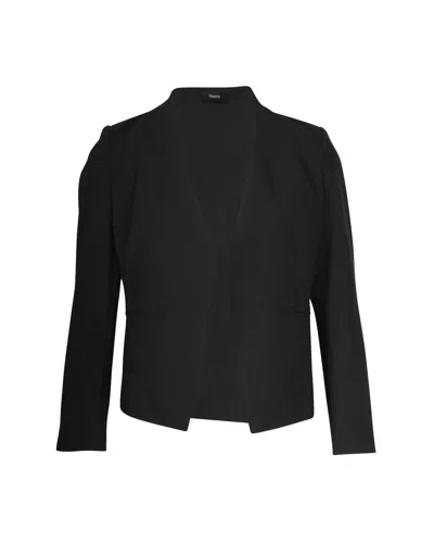 Theory Lanai Collarless Open-front Blazer In Black Wool