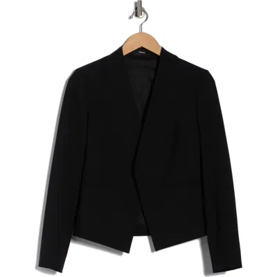 Theory Lanai Open Front Stretch Wool Blazer In Black