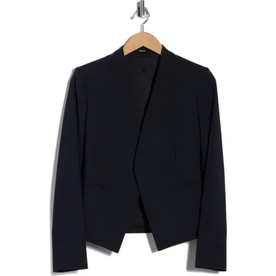 Theory Lanai Open Front Stretch Wool Blazer In Blue