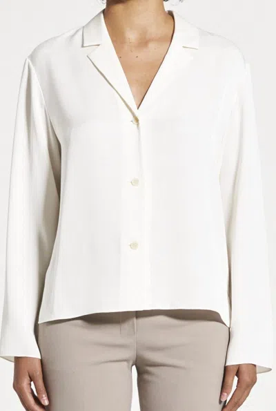 Theory Lapel Collar Blouse In Ivory In Multi