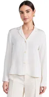 Theory Modern Silk Georgette Lapel-collar Blouse In Ivory