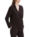 Theory Modern Silk Georgette Lapel-collar Blouse In Brown