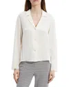 Theory Modern Silk Georgette Lapel-collar Blouse In White