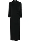 Theory Womens Black Lapel Wrap-front Silk-satin Midi Dress In Black