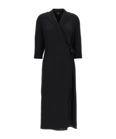 Theory Lapel Maxi Dress In Black
