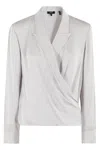 Theory Metallic Blouse With Peak Revers And Crossover Neck